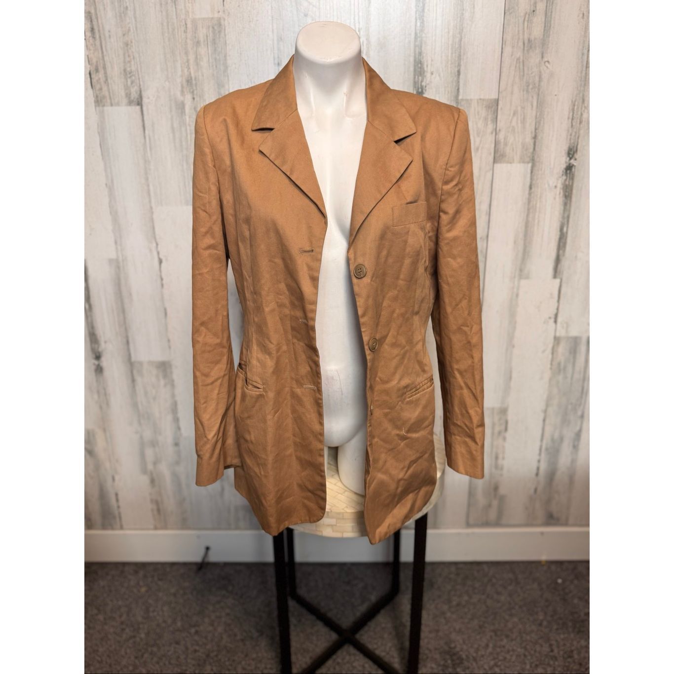 Other Casual Corner Women’s Longline Blazer Tan Size 10 – 100% Cotton Shell Size M / US 6-8 / IT 42-44 - 2 Thumbnail