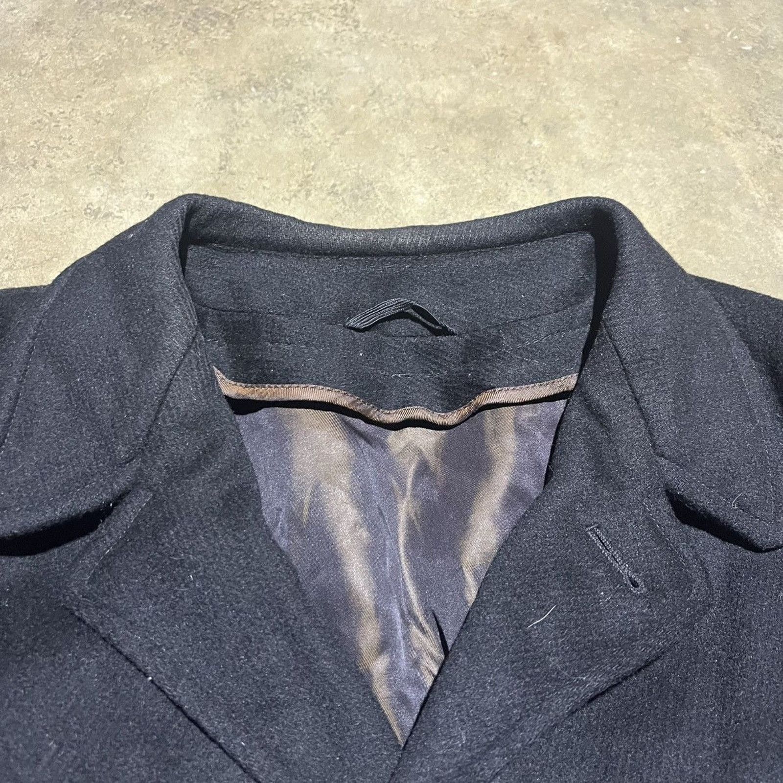 Vintage Vintage 60s Black Wool Long Overcoat Size US L / EU 52-54 / 3 - 3 Thumbnail
