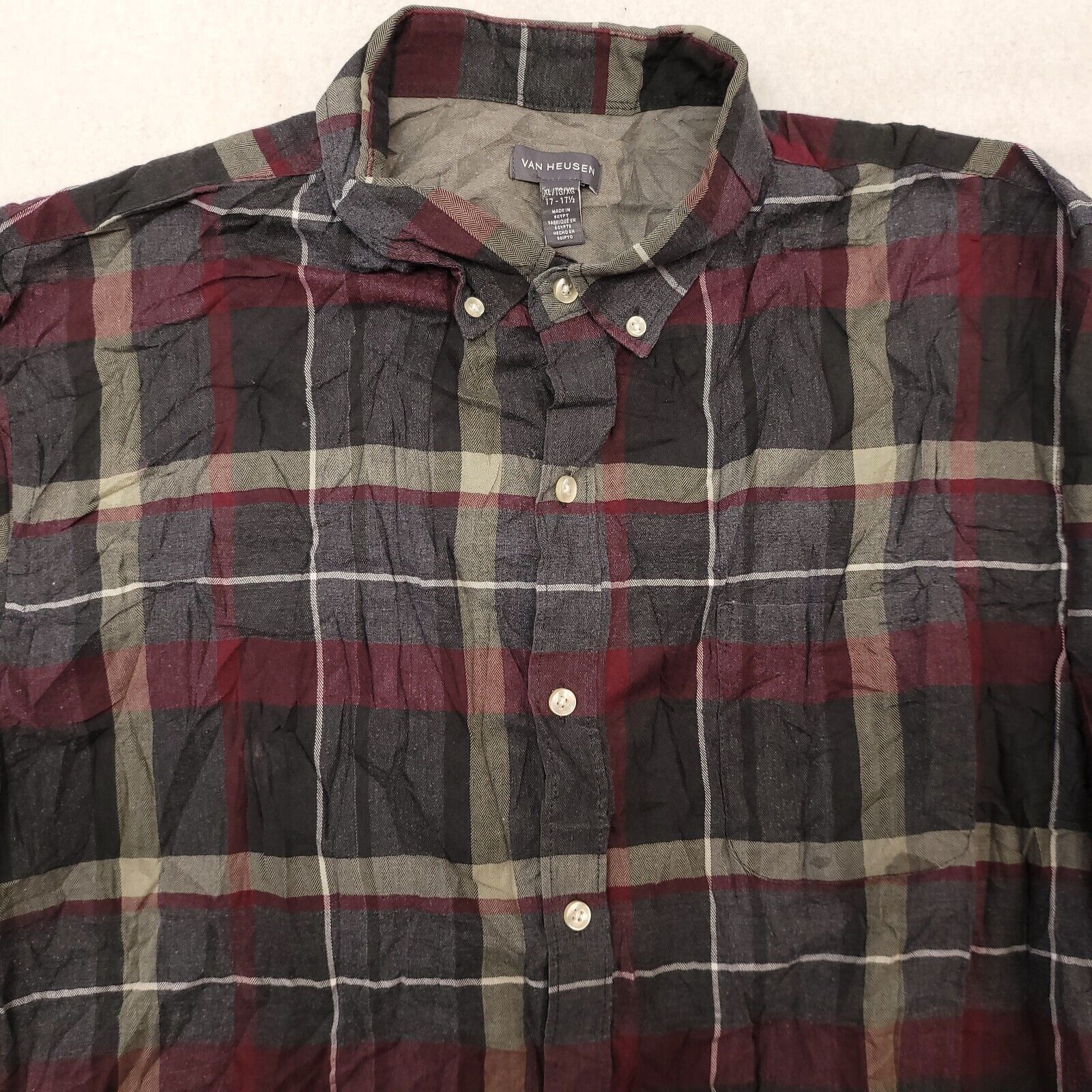 Van Heusen Van Heusen Madras Flannel Button Up Shirt Mens Size XL Gray Size US XL / EU 56 / 4 - 1 Thumbnail
