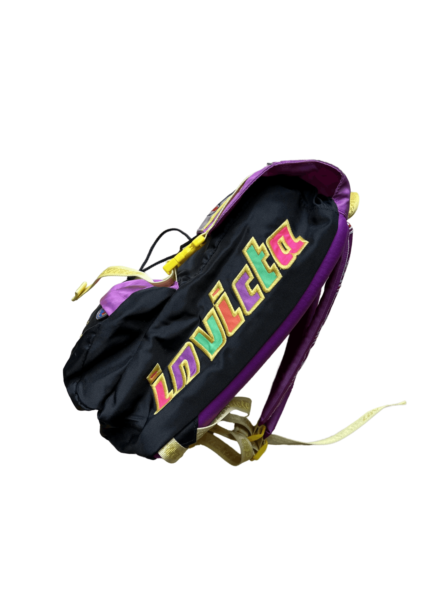 Invicta 90s Invicta Mini Fluo Purple Yellow Day Hiking School Bag Size ONE SIZE - 4 Thumbnail