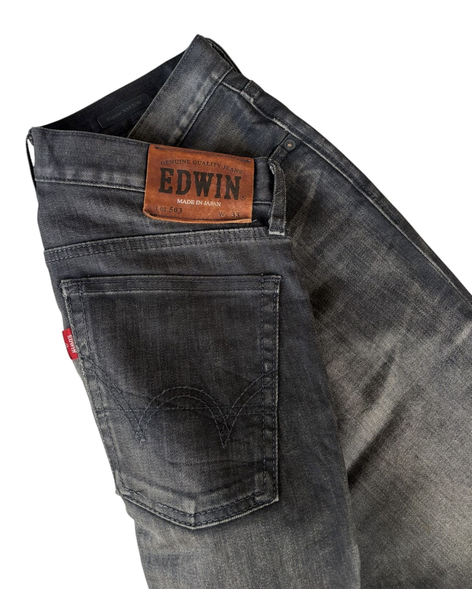 14th Addiction × If Six Was Nine × Le Grande Bleu (L.G.B.) Edwin 503 Black Waxed Made In Japan Denim Jean Size US 33 - 12 Thumbnail
