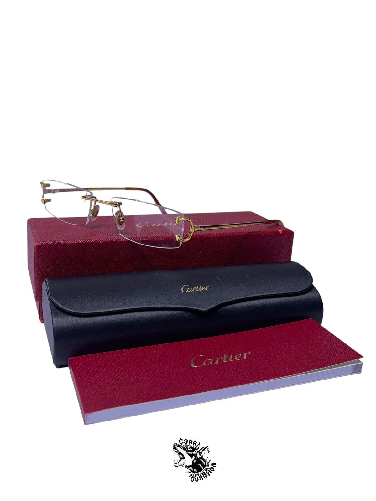 image of Cartier Big C Wire Glasses Clear in Gold, Men's