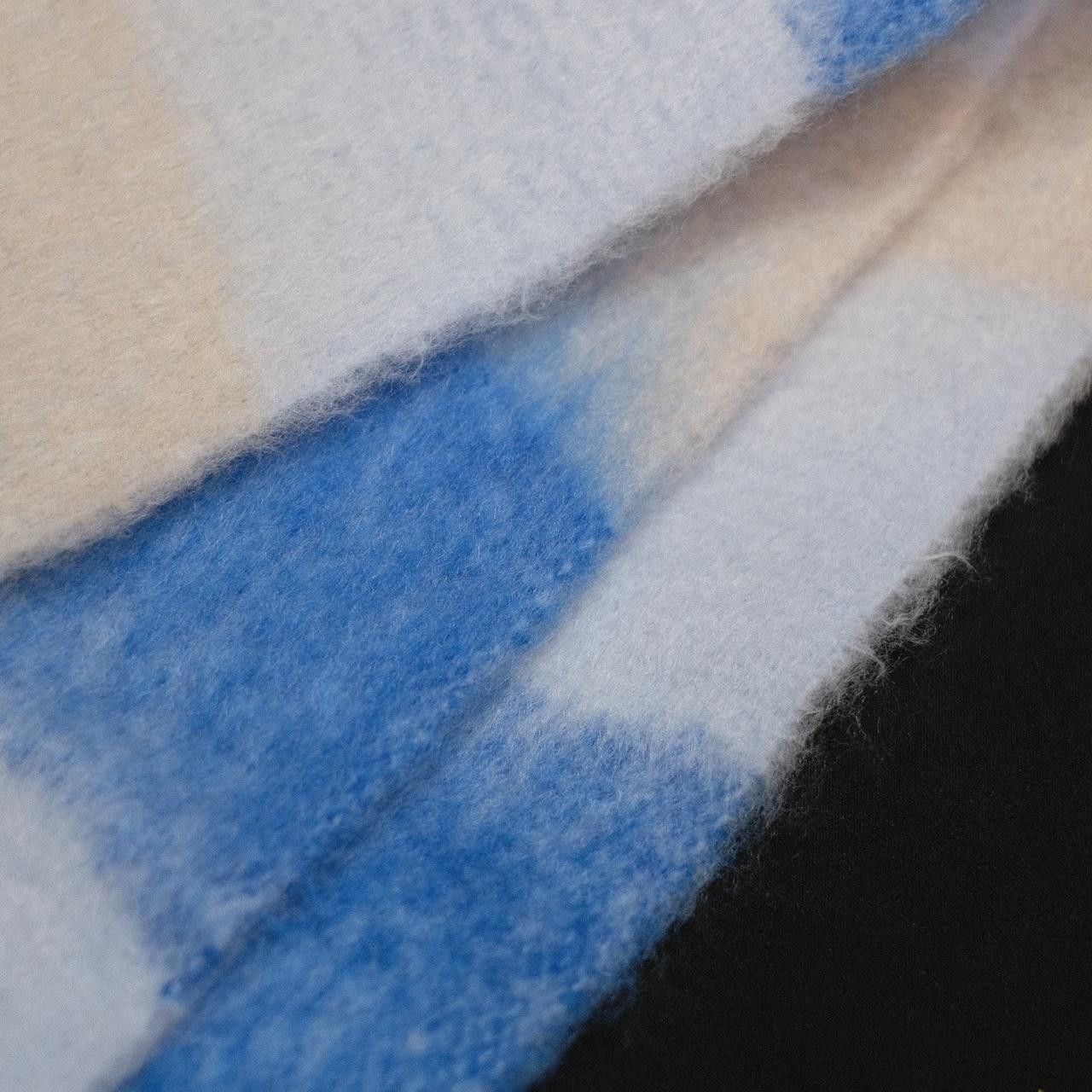 Japanese Brand Rare Vtg Mohair Checked Scarf Blue OS Size ONE SIZE - 6 Thumbnail
