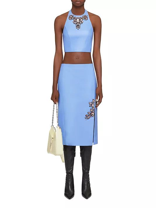 Givenchy o1w1db10325 Leather Halter Top in Blue Size XS / US 0-2 / IT 36-38 - 2 Thumbnail