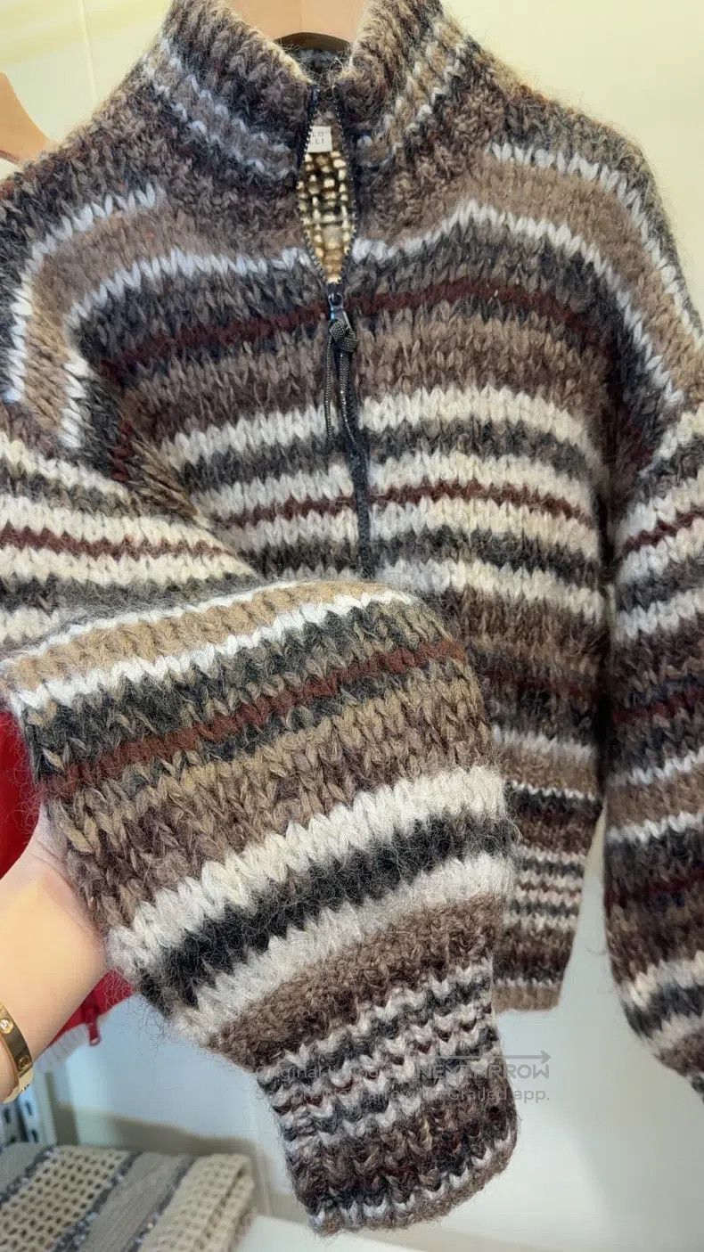 Brunello Cucinelli Brunello Cucinelli Beaded Zipper Decorative Mohair Sweater Size L / US 10 / IT 46 - 3 Thumbnail