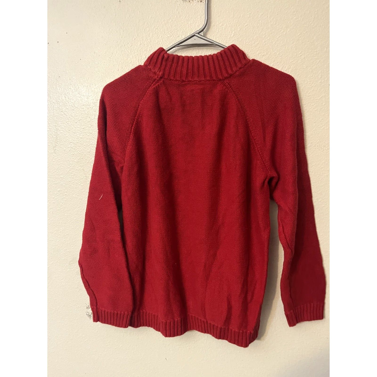 Talbots Talbots Petite Large PL Heavyweight Cable Knit Sweater Mock Neck Red Womens Pullover Knit Size L / US 10 / IT 46 - 3 Thumbnail