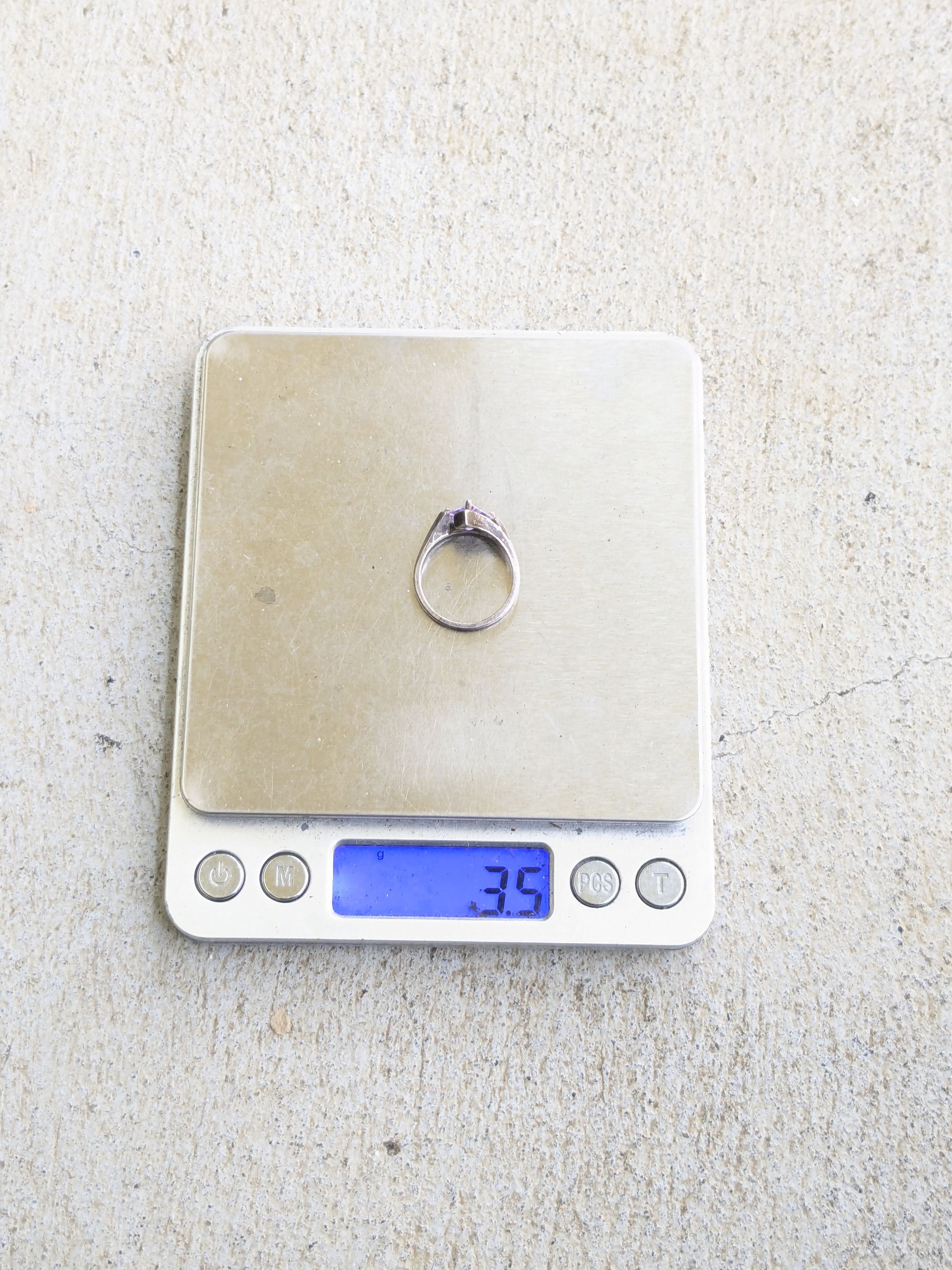 Jewelry × Sterling Silver × Vintage Sterling Silver Ring Lavender Purple CZ Triangle Faceted 8 Size ONE SIZE - 9 Thumbnail