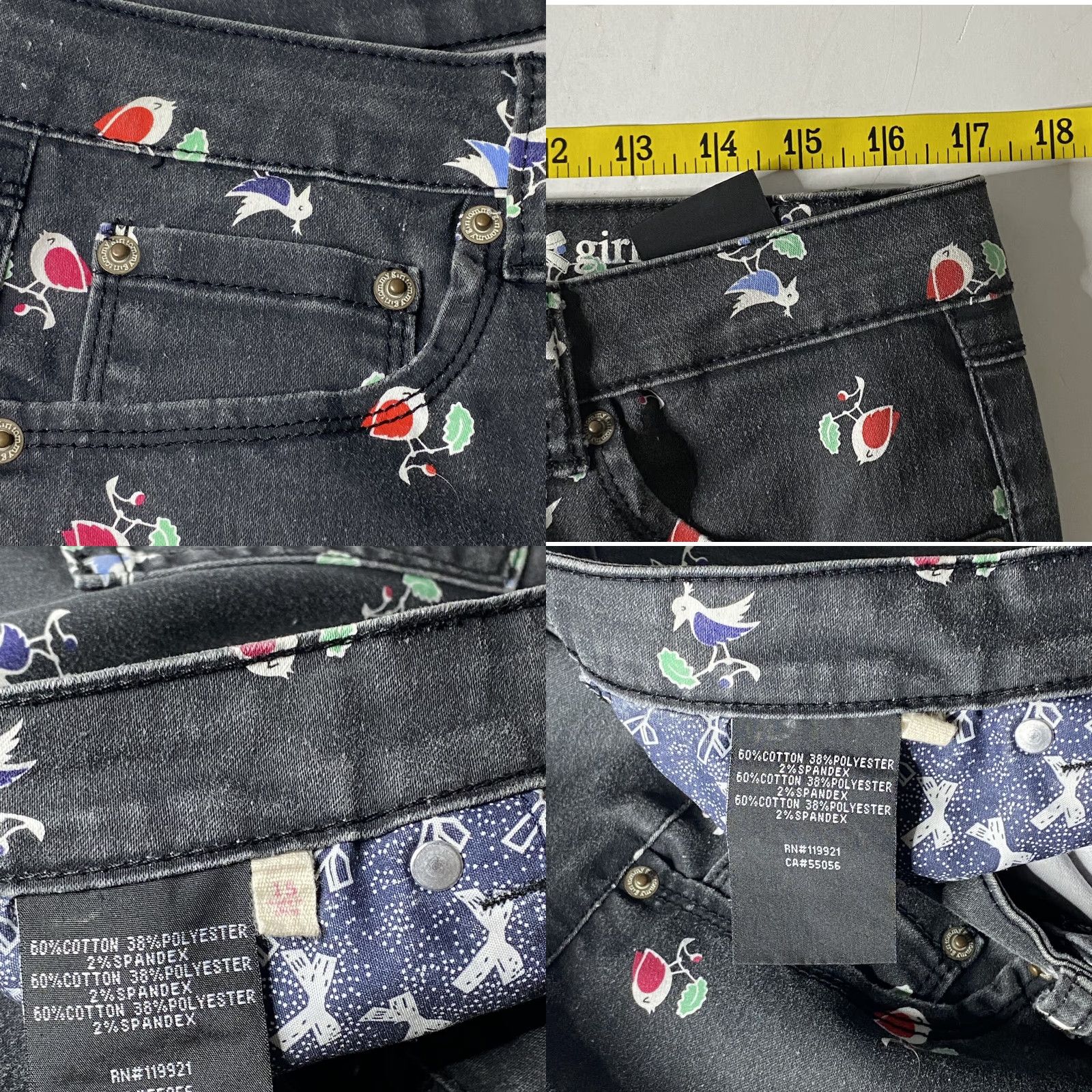 Tommy Hilfiger VINTAGE Tommy Hilfiger Jeans Bird Print Women’s 15 Jeans 90s Birds Black Straight Womens Size 36" / US 14 / IT 50 - 11 Thumbnail