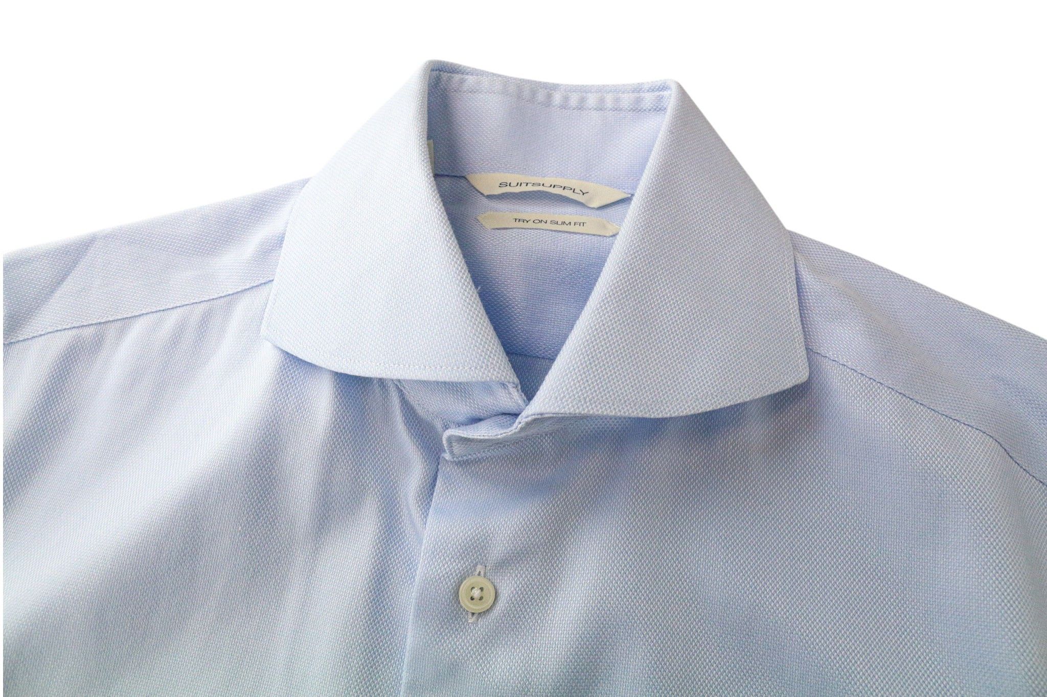 Suitsupply 37/14 1/2 Slim Fit Blue Cotton Button-Up Shirt 79361 Size 38R - 11 Thumbnail