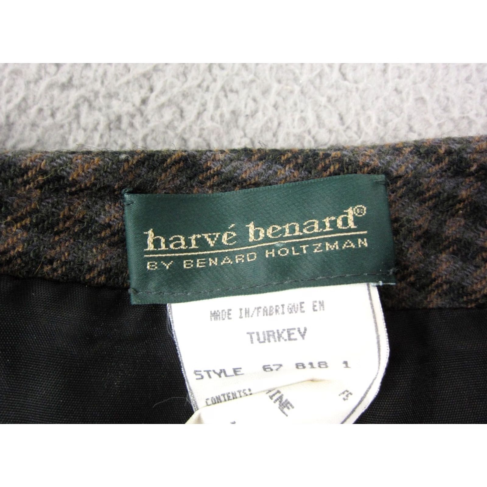 Vintage VINTAGE harvé benard Skirt Womens 14 Brown 100% Wool Gingham Mini 80s 90s City Preppy Retro Womens Size 36" / US 14 / IT 50 - 4 Thumbnail