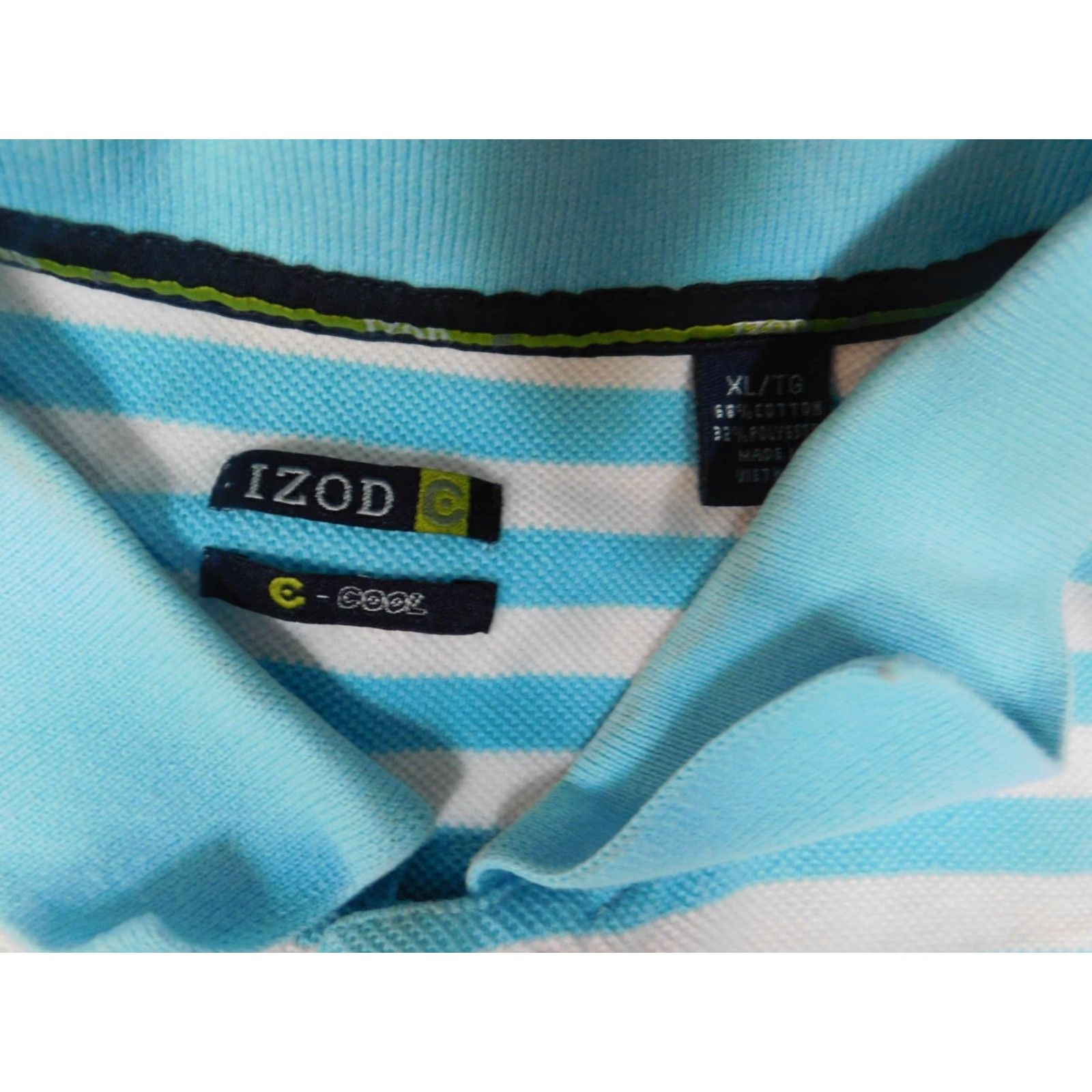 Izod IZOD Polo Shirt XL Blue Striped Logo Mens Short Sleeve Collared Classic Golf Shirt Size US XL / EU 56 / 4 - 6 Thumbnail