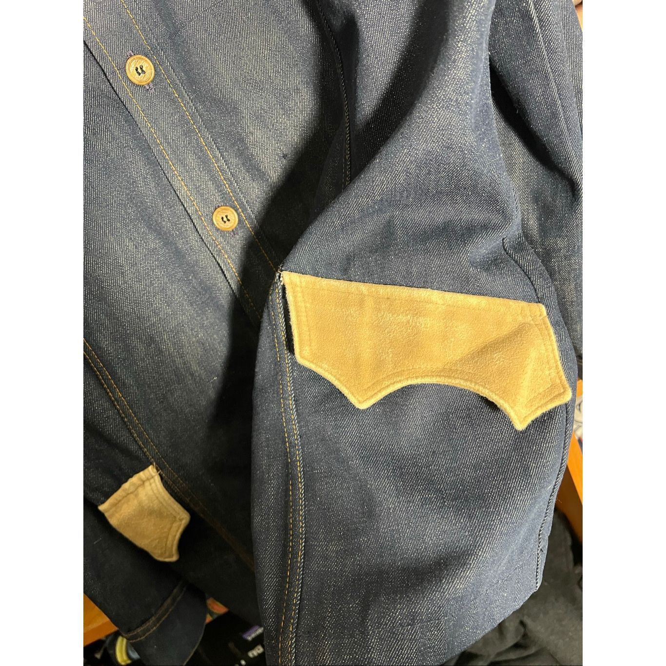 Vtg Men’s 70s Lee Blue Denim Suit Jacket Blazer Western Disc