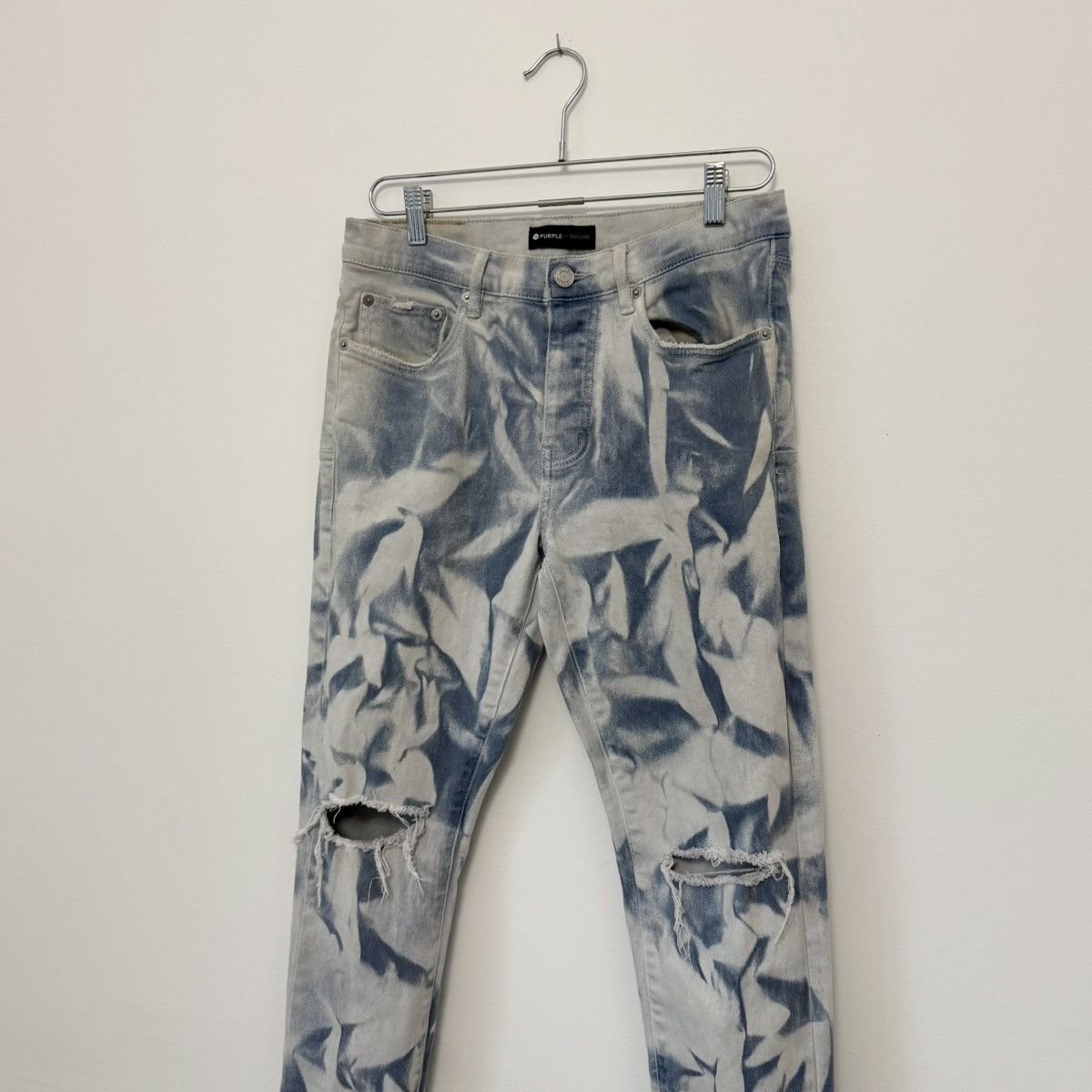 Purple Brand Purple Brand P001 Blue Fatigue Marble Faded Distressed Jeans Size US 31 - 3 Thumbnail