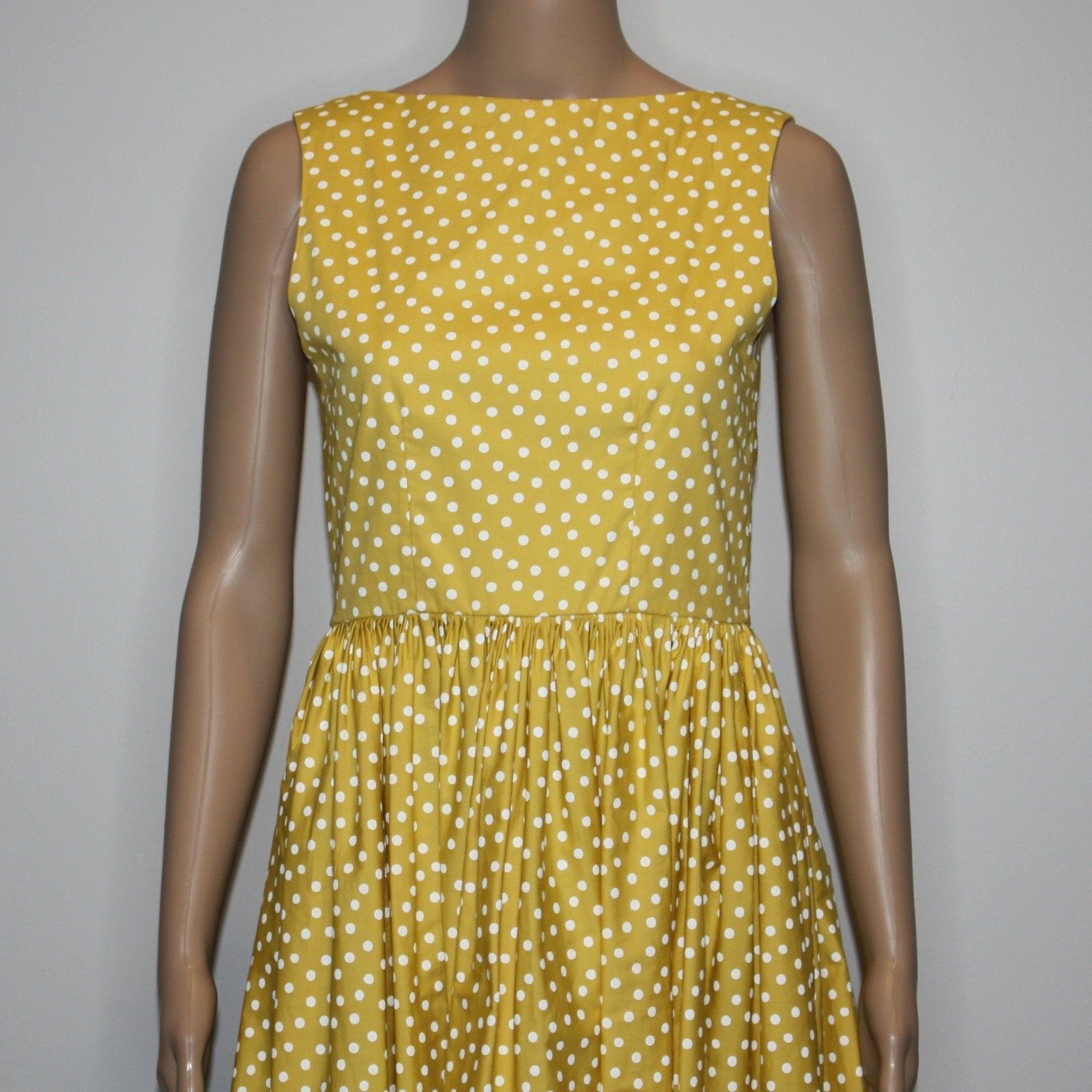 Other Retro Style Mustard Yellow with White Polka Dots Swing Dress Size S / US 4 / IT 40 - 5 Thumbnail