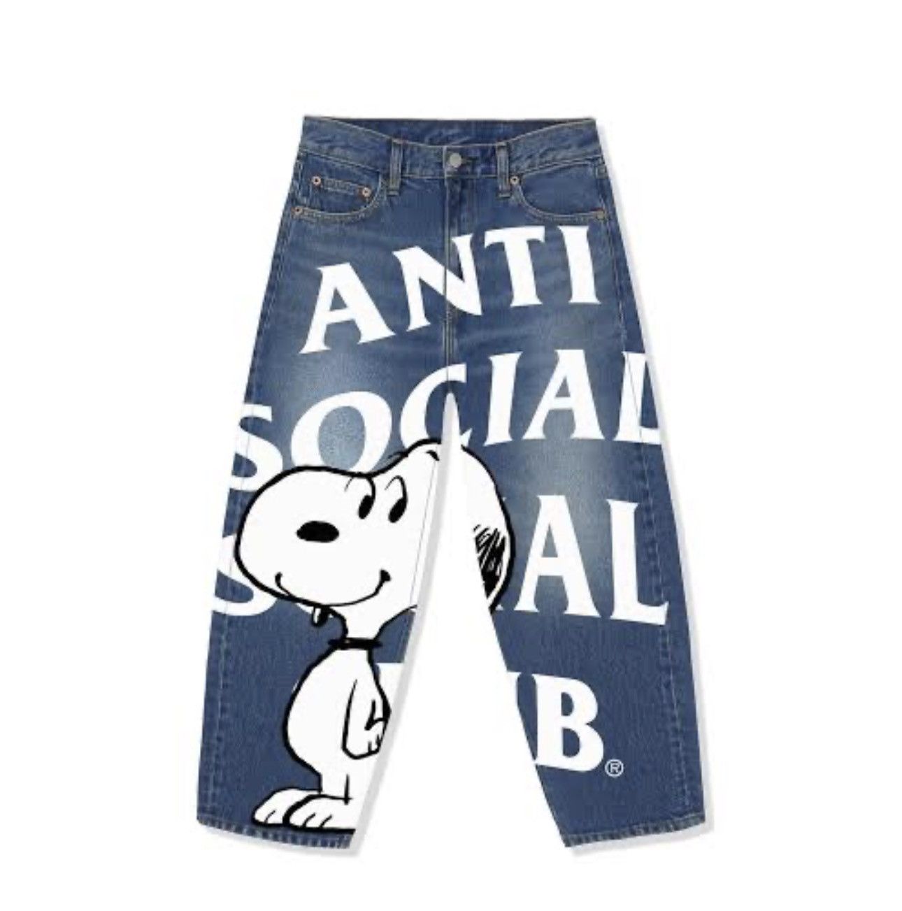 Anti Social Social Club Anti Social Social Club x Snoopy 5 Pocket Printed Denim Size US 33 - 1 Thumbnail
