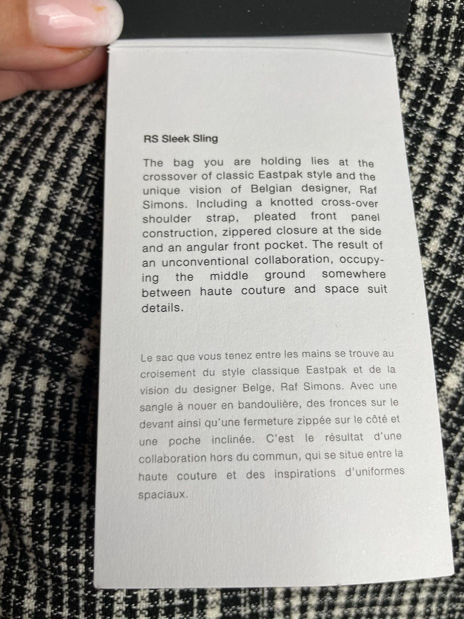 BNWT FW18 Plaid Sleek Sling Bag