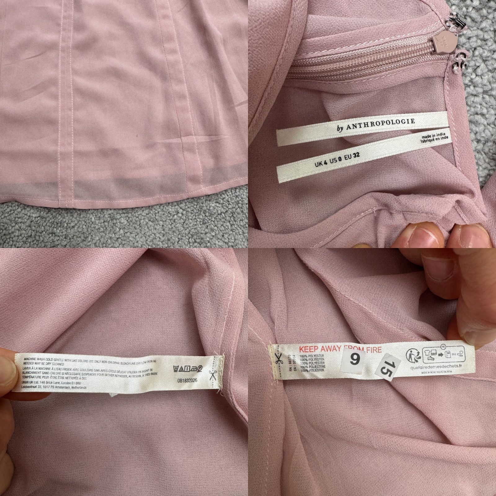 Anthropologie Anthropologie Let Me Be Midi Pleated Dress Womens 0 Pink Puff Sleeve Sheer Size XS / US 0-2 / IT 36-38 - 8 Thumbnail