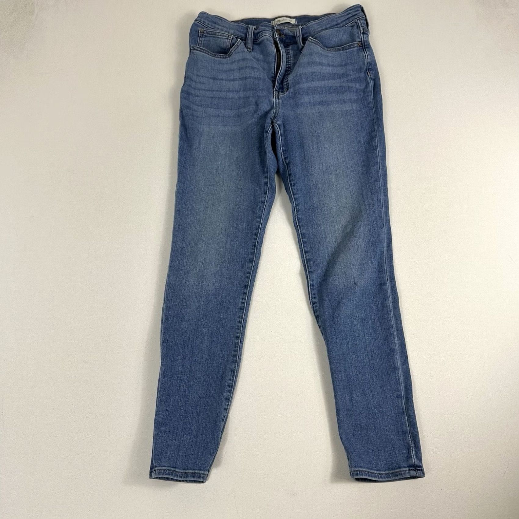 Madewell Madewell 9 Inch Mid Rise Skinny Jeans Stretch Denim Medium Blue Fairside Wash 30x27 Jeans Women Regular 5-Pocket Zip Fly Belt Loops Whiskering Fading Size 30" / US 8 / IT 44 - 2 Thumbnail