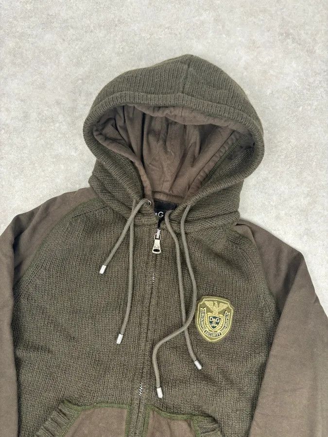 Dolce & Gabbana AW2003 Dolce & Gabbana Khaki Wool Embroidered Zip-up Hoodie Size S / US 4 / IT 40 - 4 Thumbnail