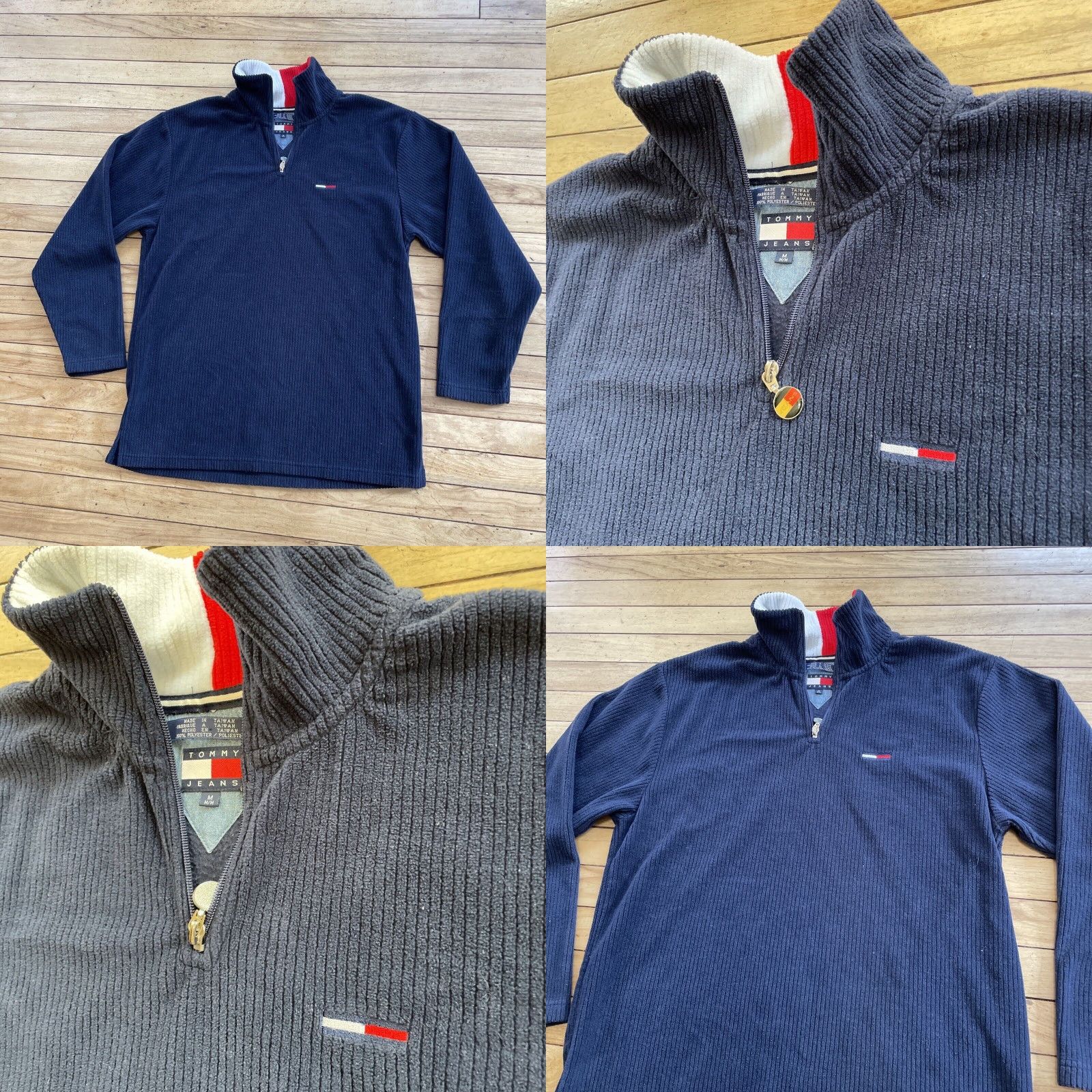 Vintage VINTAGE Tommy Jeans Fleece Sweater Men M Blue 90s Y2k 1/4 Zip Pendant Turtleneck Size US M / EU 48-50 / 2 - 10 Thumbnail