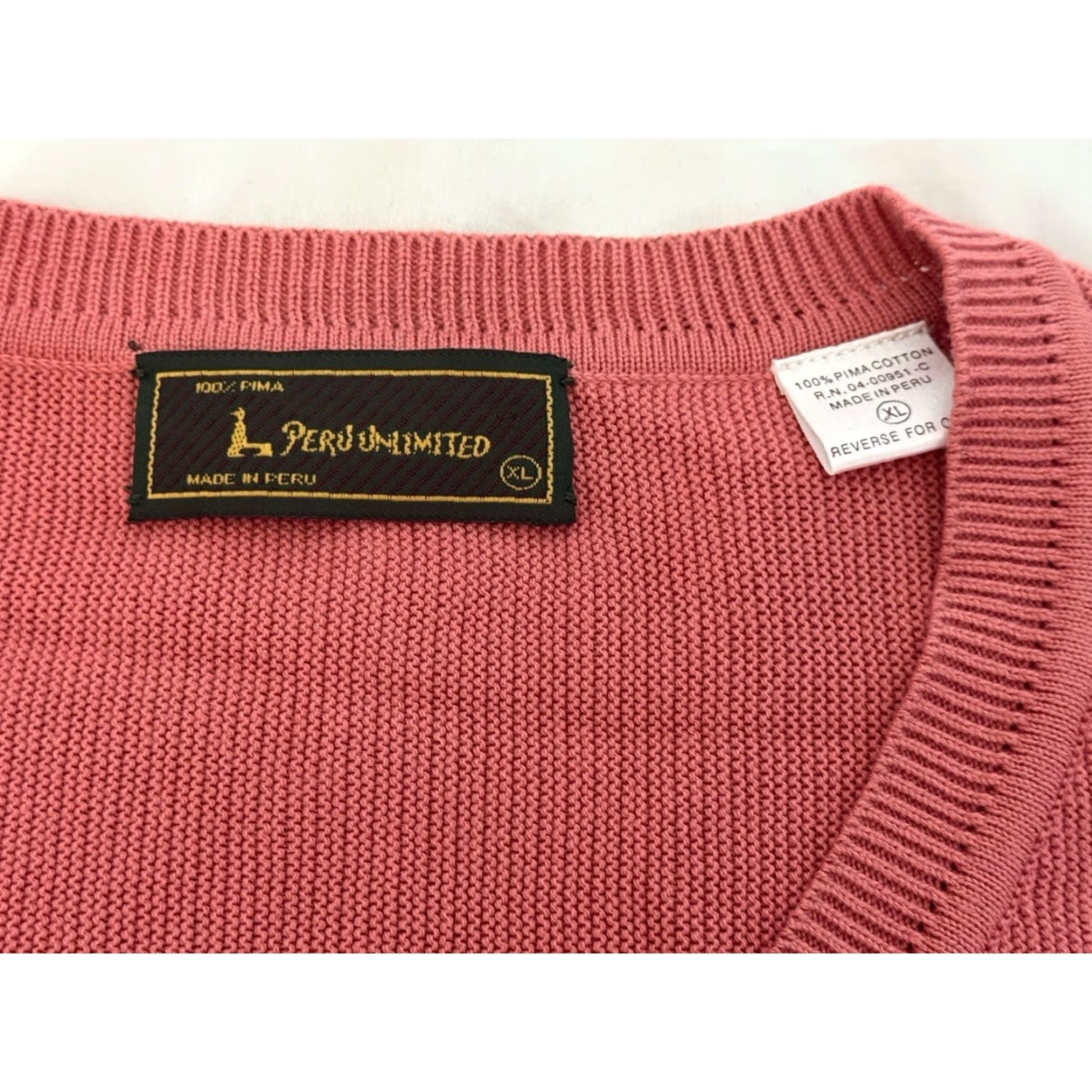 Vintage Peru Unlimited Men’s Pima Cotton V-Neck Sweater Pullover XL Long Sleeve As Seen MENS Pullover Classic Size US XL / EU 56 / 4 - 2 Thumbnail