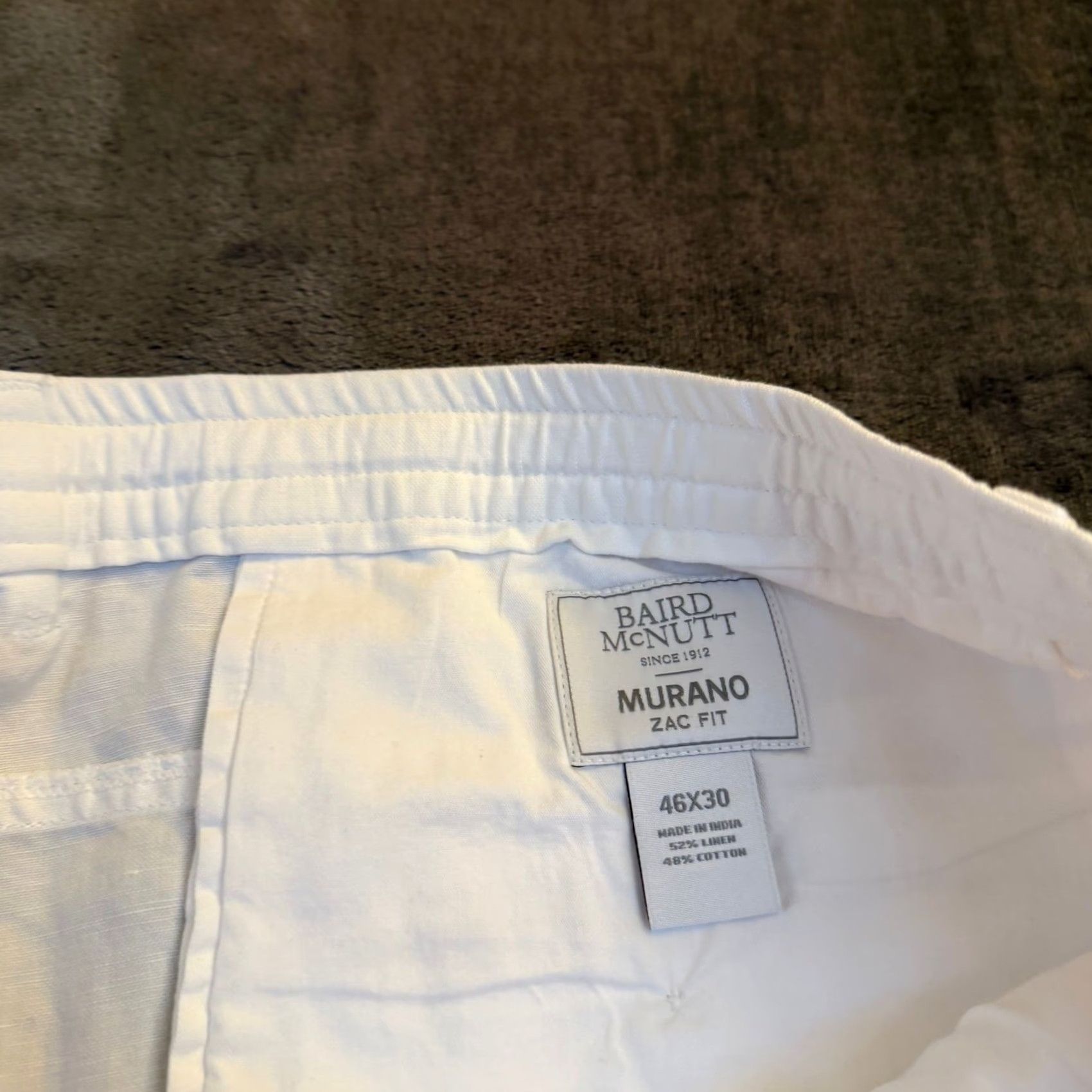 Murano Baird McNutt Murano Linen Blend Pants Mens 46x30" Classic Fit White NWT Size US 30 / EU 46 - 6 Thumbnail