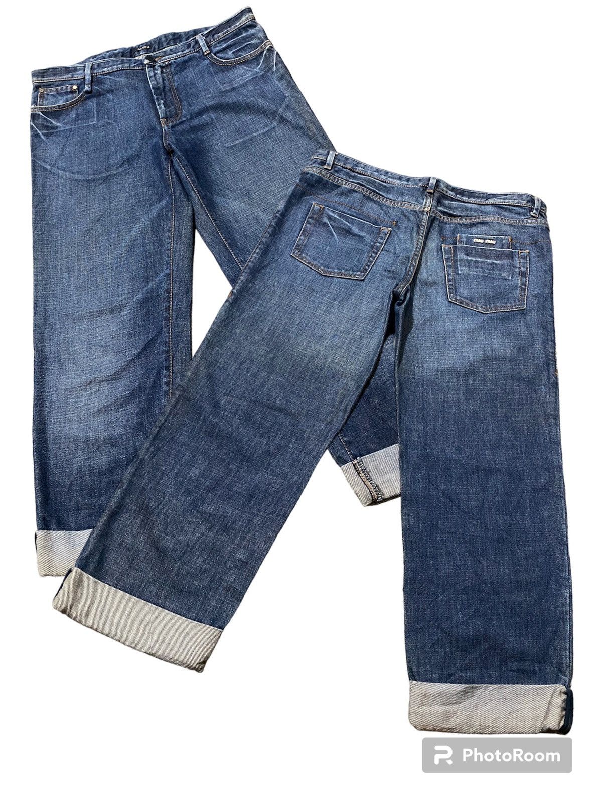 Miu Miu × Prada MIUMIU LOGO PATCH DENIM JEANS MADE IN ITALY Size 32" / US 10 / IT 46 - 1 Thumbnail