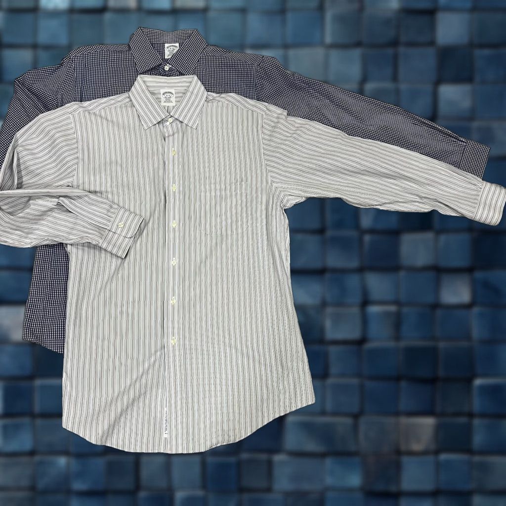 Brooks Brothers Brooks Brothers 1818 Dress Shirt Lot 16 33 Non Iron Supima Cotton Regent Polka Dot/Blue Regular Men's Shirt Size 42R - 1 Thumbnail