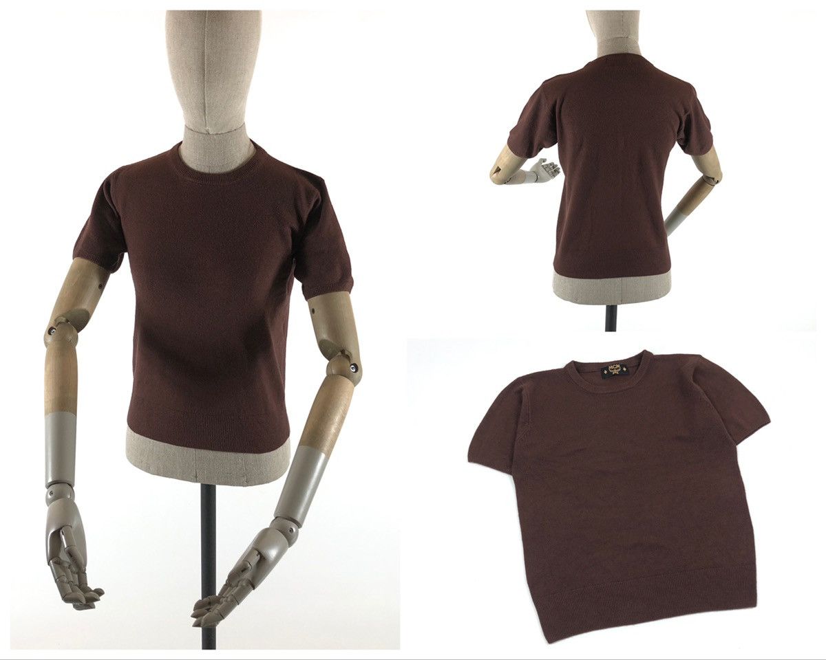 MCM VTG MCM Short Sleeve Logo Japan Wool Brown Acryl Top T-Shirt Size M / US 6-8 / IT 42-44 - 1 Thumbnail