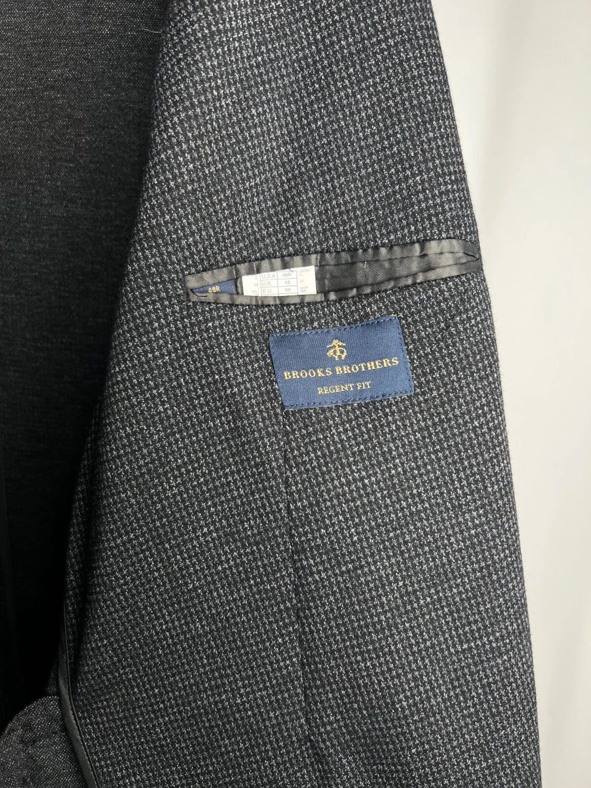 Brooks Brothers Brooks Brothers Regent Fit Houndstooth Dark Grey Blazer Size 48R - 13 Thumbnail