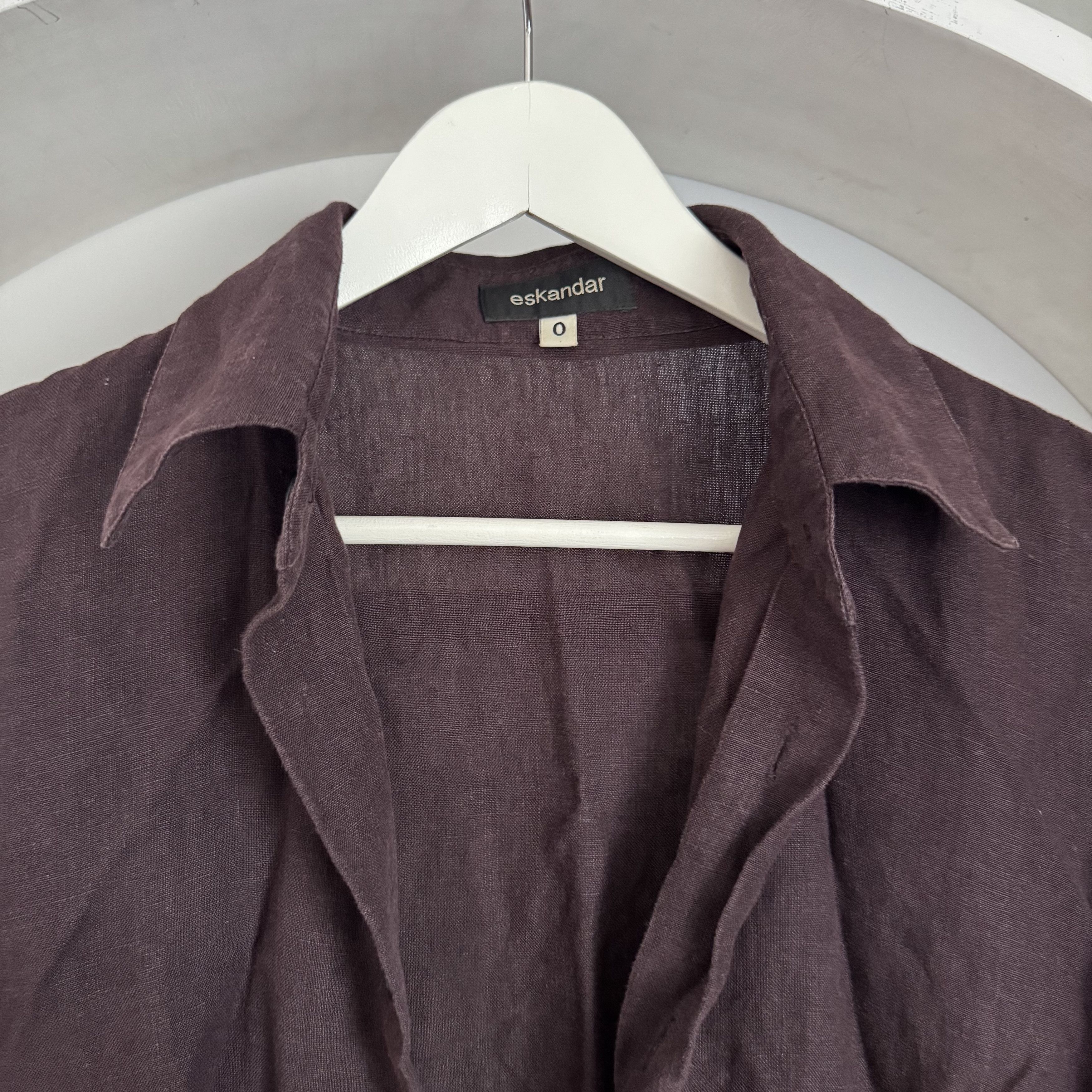 eskandar Women’s ESKANDAR 100% Linen Burgundy Button-Up Dress Shirt Size ONE SIZE - 12 Thumbnail