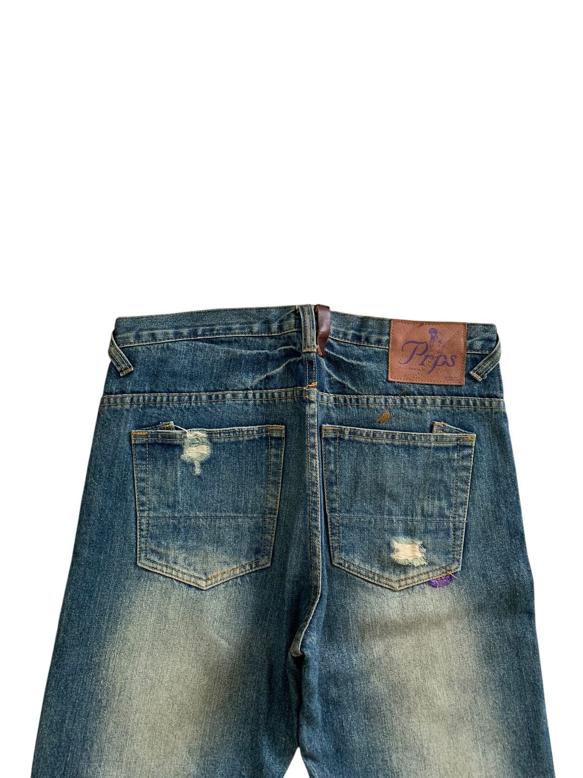 Japanese Brand PRPS Newyork Distressed Crazy Faded Curved Denim Size US 34 / EU 50 - 3 Thumbnail