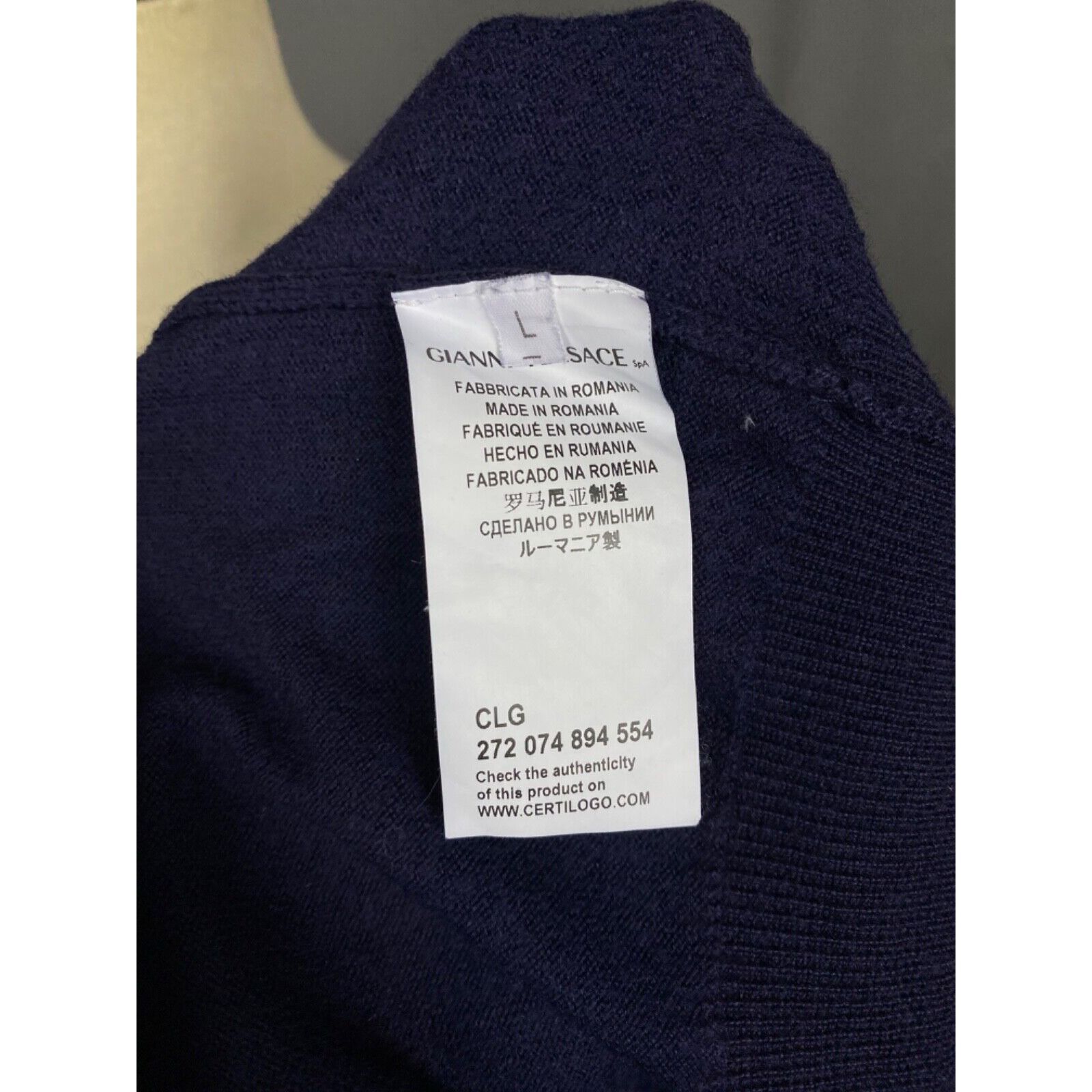 Versace Versace Collection Medusa Logo Men's Blue Wool Crewneck Swea Size US M / EU 48-50 / 2 - 10 Thumbnail