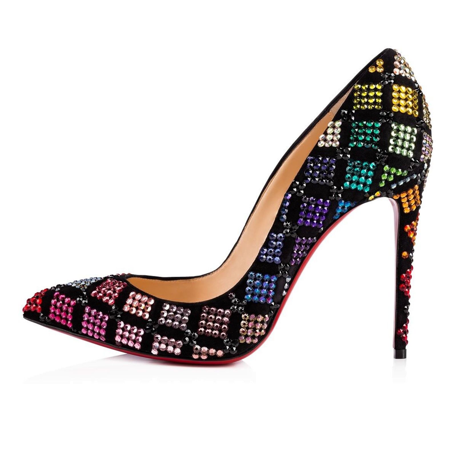 Christian Louboutin Arletta 100 Black Suede Red Strass Pigalle Heel Pump 36.5 Size US 6.5 / IT 36.5 - 8 Thumbnail