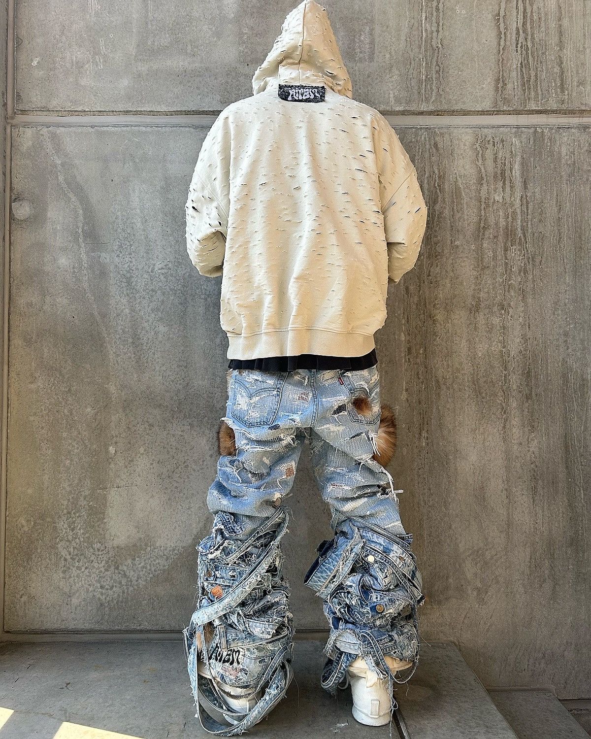 Designer × Levi's Vintage Clothing BLUE PATCHWORK JEANS DENIM XL BORO RIPEM Size US 44 / EU 60 - 3 Thumbnail