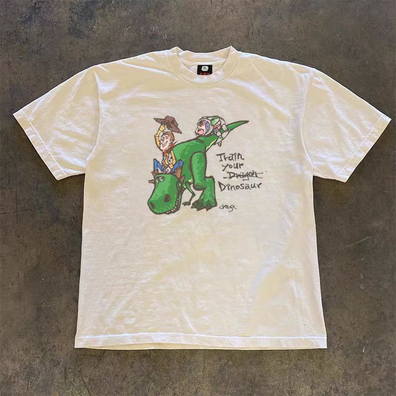 Japanese Brand × Vintage White casual retro dinosaur print t-shirt Size US M / EU 48-50 / 2 - 1 Thumbnail