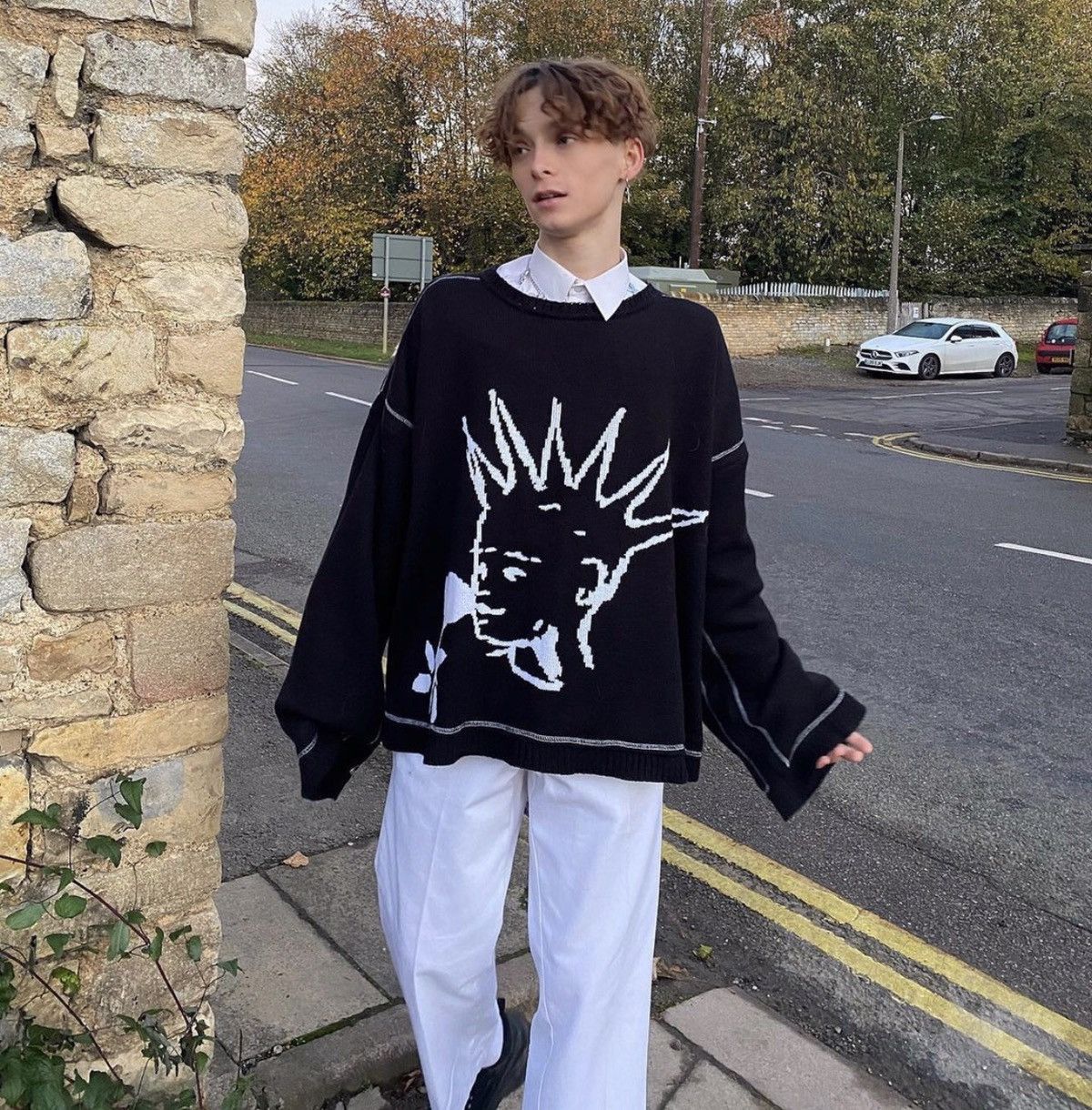 Designer Kildfol Reversible Punk Sweater Oversized Size US L / EU 52-54 / 3 - 2 Thumbnail