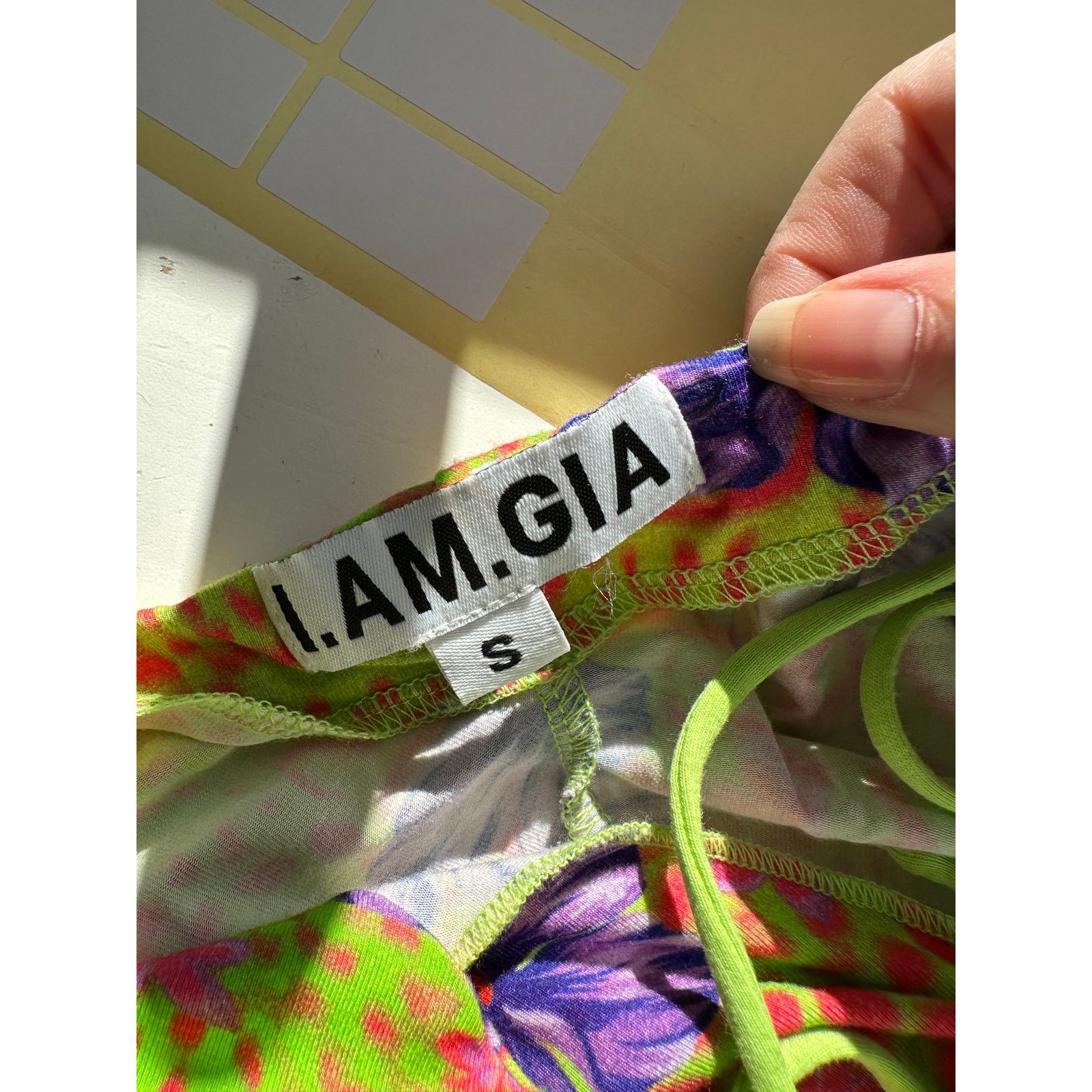 I.AM.GIA I AM GIA Green Floral Cutout Halter Keyhole Mini Dress S Size S / US 4 / IT 40 - 8 Thumbnail