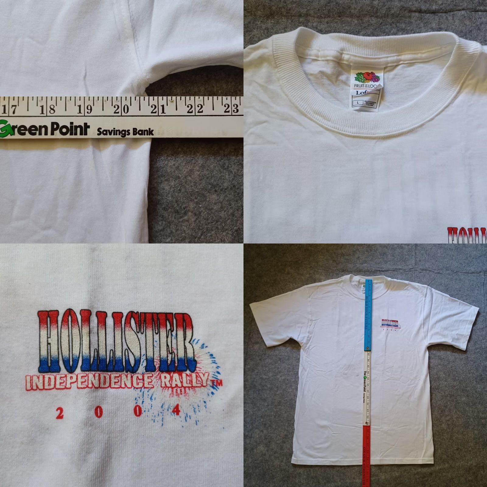 Fruit Of The Loom Hollister Independence Rally Shirt Large White Motorcycle Engine Graphic Mens Size US L / EU 52-54 / 3 - 8 Thumbnail