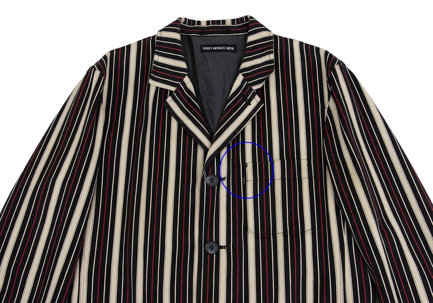 Issey Miyake Striped 3B Cotton Jacket in Black, Beige, and Red Size US XL / EU 56 / 4 - 2 Thumbnail