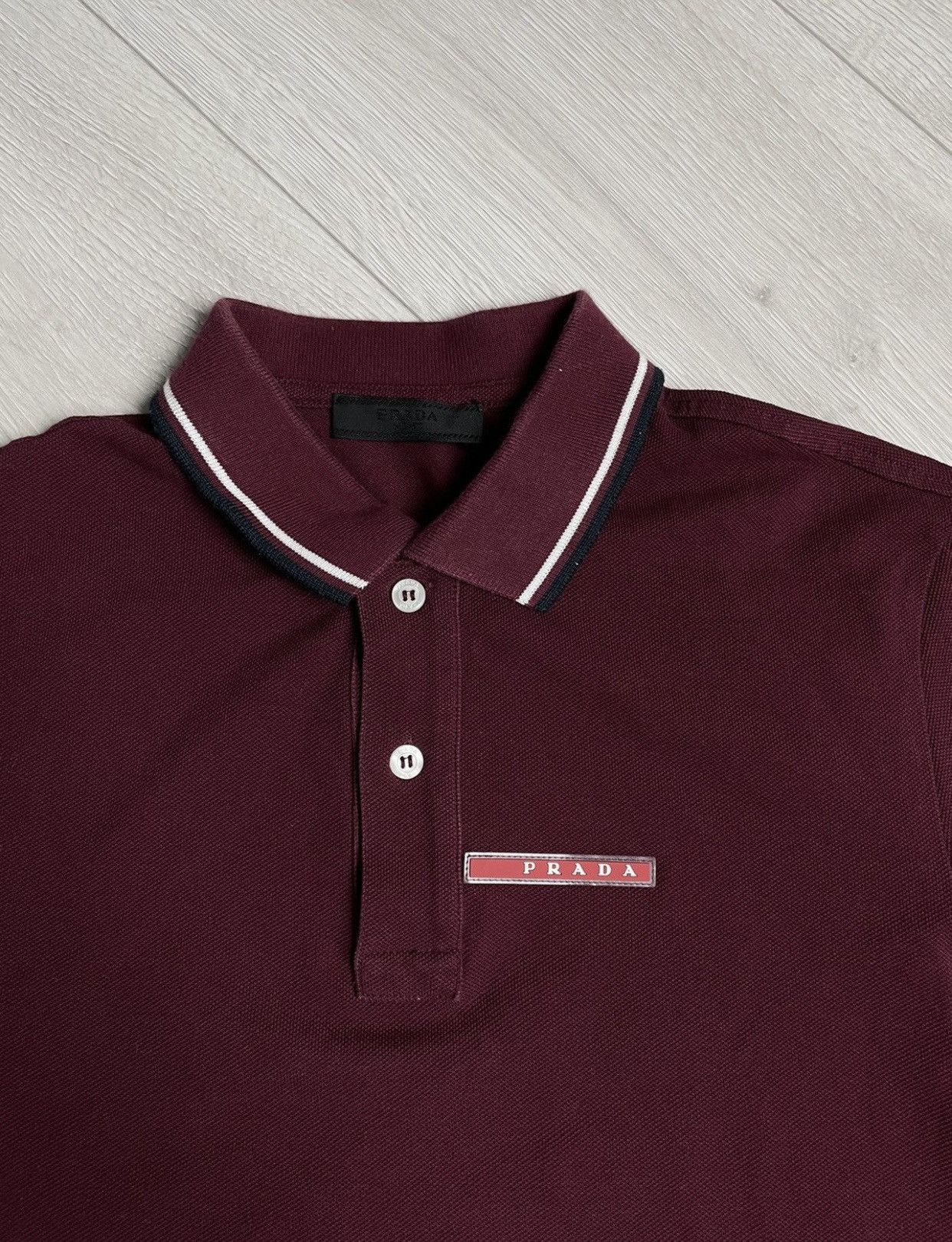 Prada Prada Red Tab Burgundy Polo Shirt Size US S / EU 44-46 / 1 - 4 Thumbnail