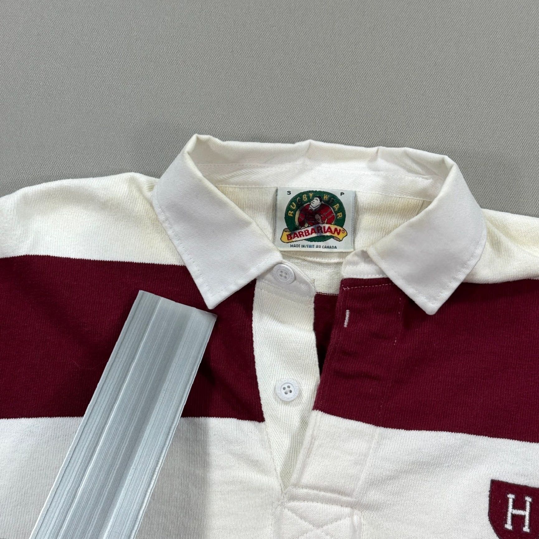 Barbarian VINTAGE Barbarian Shirt Men S Maroon Striped Rugby Polo Harvard Long Sleeve Y2K Size US S / EU 44-46 / 1 - 6 Thumbnail