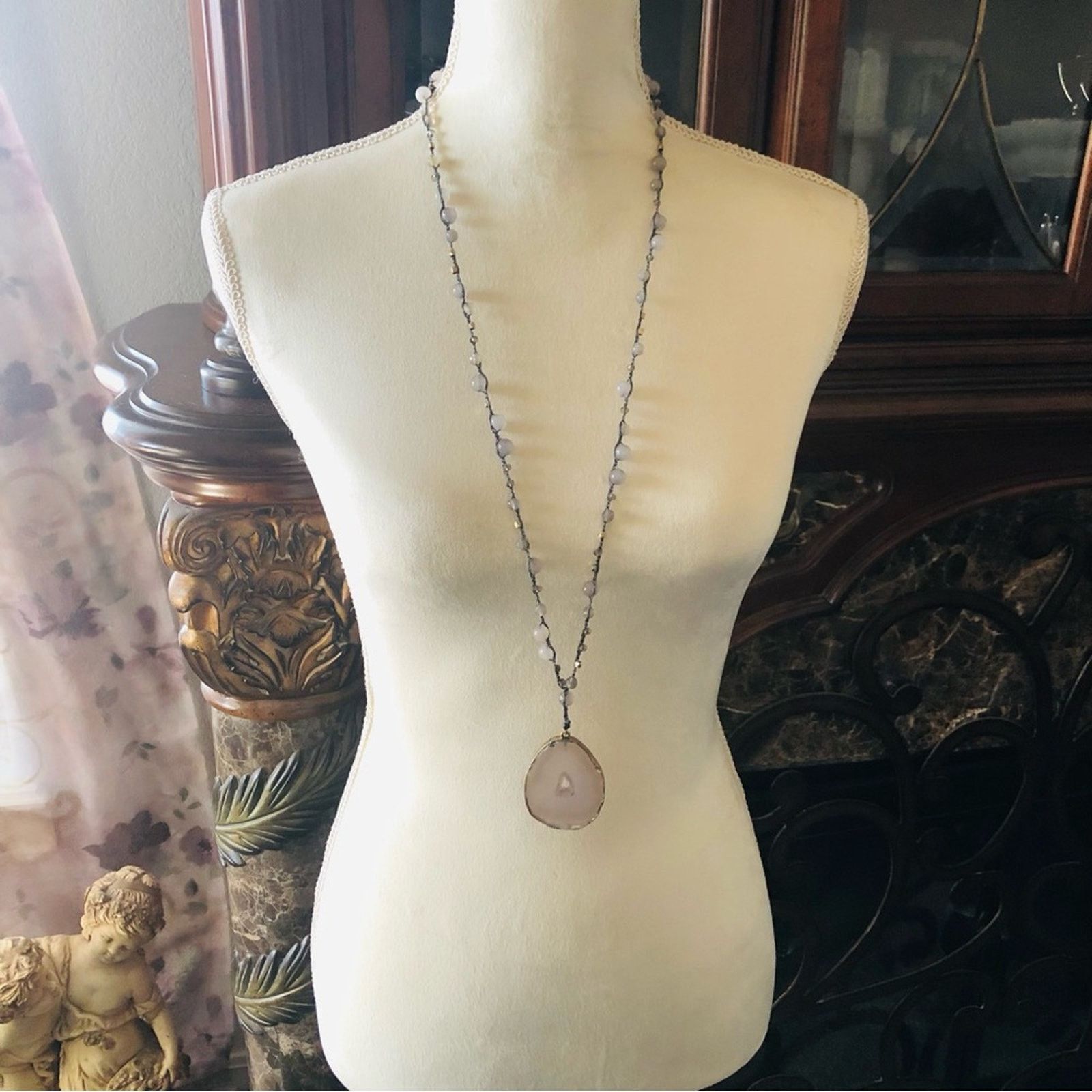 Jewelry Marlyn Schiff rainbow moonstone and agate slab necklace Size ONE SIZE - 4 Thumbnail