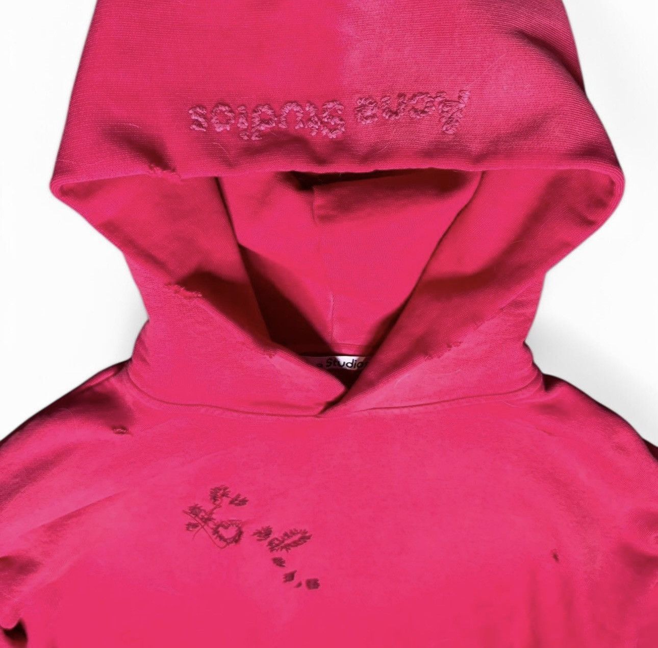 Acne Studios Red Acne studios distressed hoodie Size US M / EU 48-50 / 2 - 4 Thumbnail