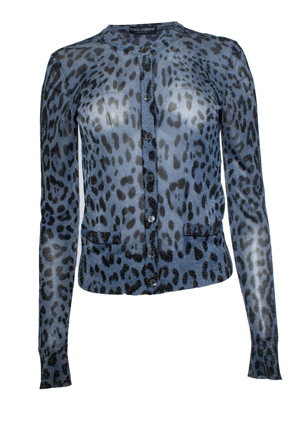 Dolce & Gabbana Dolce & Gabbana, leopard lurex cardigan in blue Size XS / US 0-2 / IT 36-38 - 1 Thumbnail