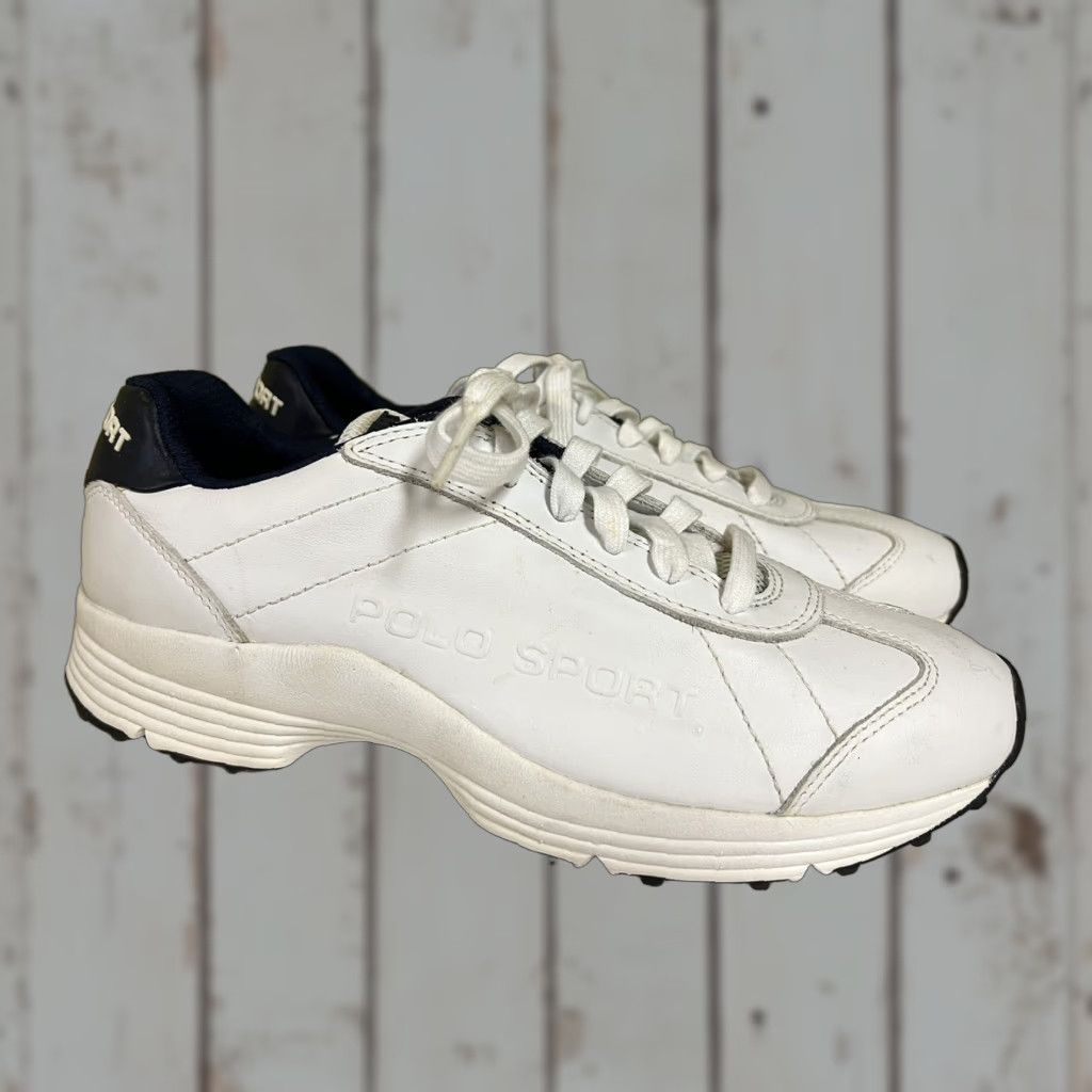 Vintage Polo Sport Mens Sneaker Leather White Lace Up 9.5 Shoes Tennis Casual Mens Size US M / EU 48-50 / 2 - 1 Thumbnail