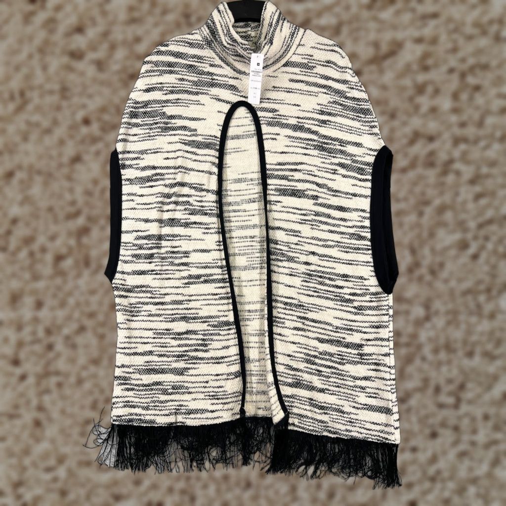 Vintage VINTAGE La Made Shirt Womens Small Beige Black Stripe Blouse Cape 100% Cotton Sleeveless Size S / US 4 / IT 40 - 1 Thumbnail