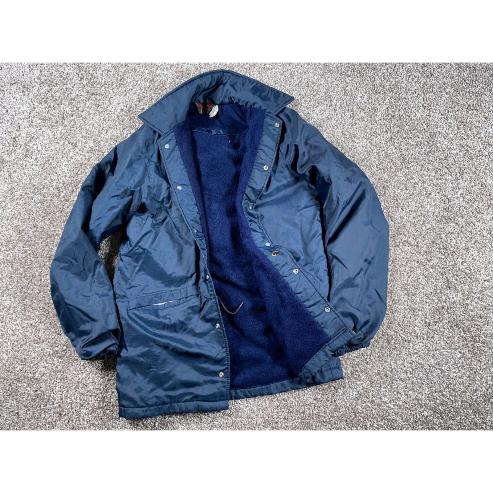 Dunbrooke VTG Dunbrooke Jacket Deep Pile Fleece Lined Blue Dark Blue Snap Button Adult 36 Regular Men Vintage Casual Workwear Size US XXS / EU 40 - 2 Thumbnail