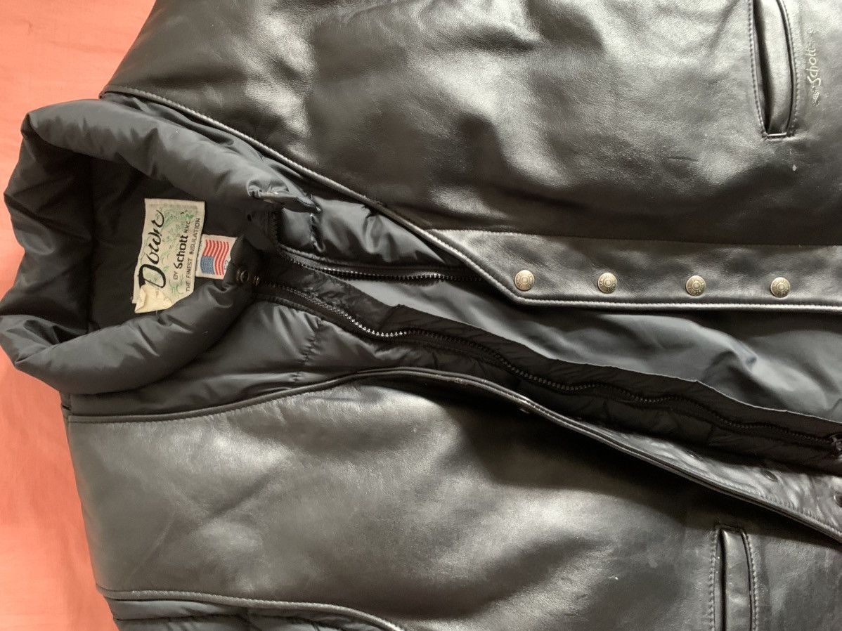 Schott Schott Leather Goose Down Puffer Jacket Size US XL / EU 56 / 4 - 10 Thumbnail