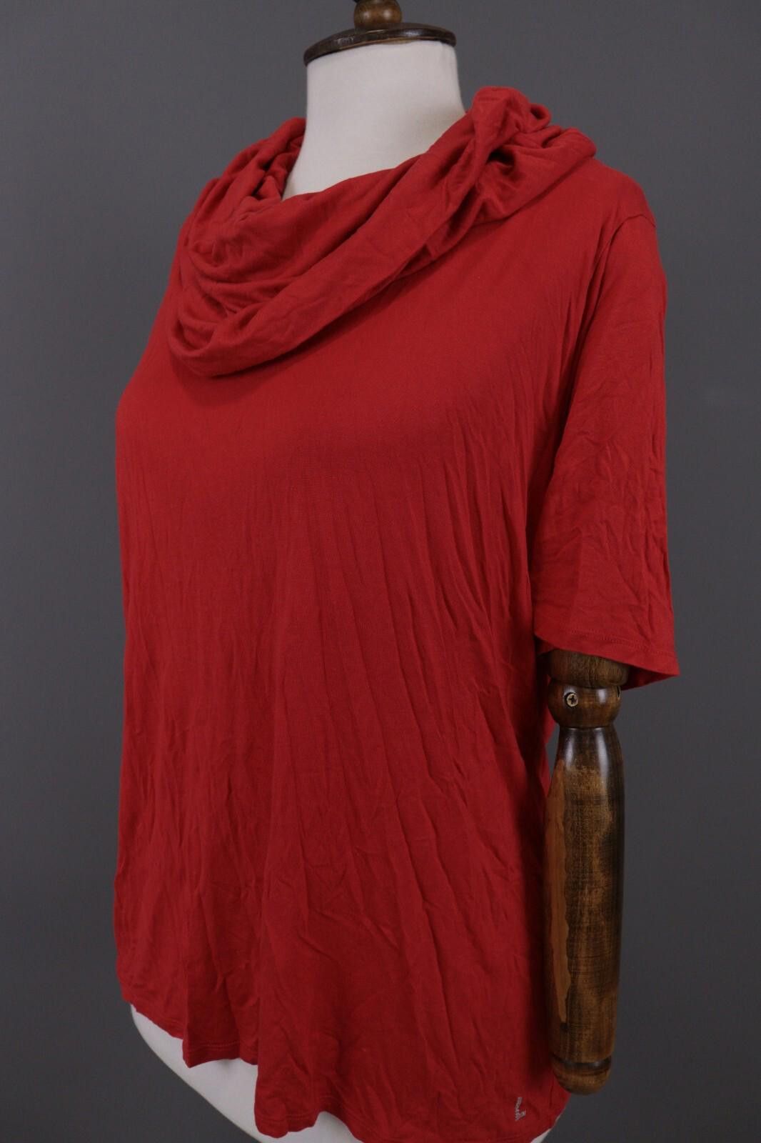 Polo Ralph Lauren Laurel by Escada Red Cowl Neck Short Sleeve Summer Top Shirt Size M / US 6-8 / IT 42-44 - 7 Thumbnail
